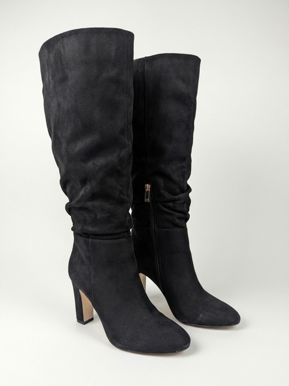 Jessica Simpson Black Suede Knee-High Block Heel Boots